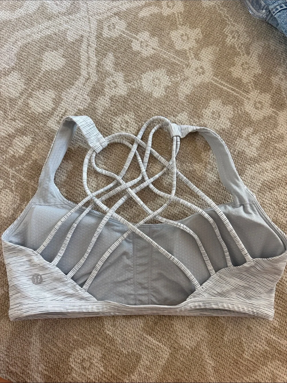 Strappy Light Gray Seamless Sports Bra